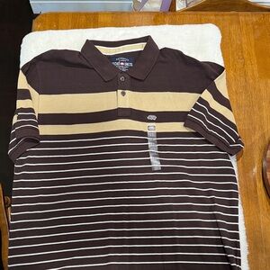 Ecko Unlimited Brown & Tan Striped Polo Shirt